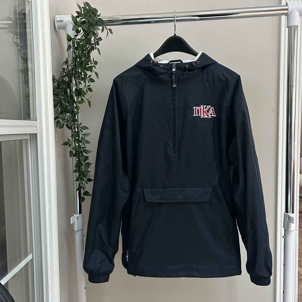 Gently Used Charles River Pi Kappa Alpha Windbreaker Anorak Jacket Navy Blue M